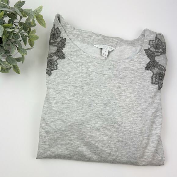 Charter Club Women's Floral Embroidered Pajama Set Grey Size Small - Picture 1 of 6